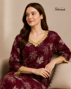 Cotton Lace Maxi with Elegant Sleeve Design