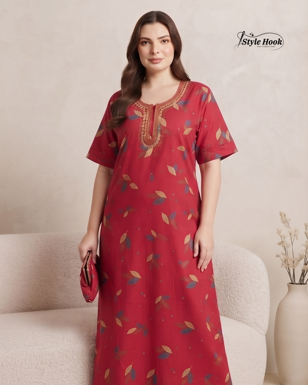 Stylish Cotton Printed Long Nighty