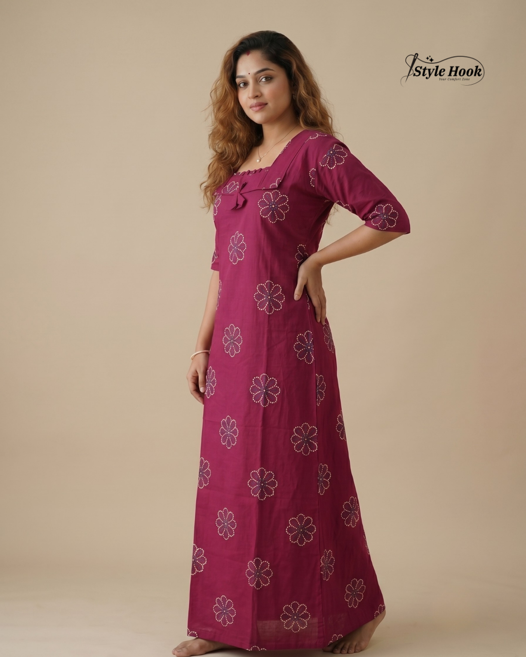 Kerala Onam Special Cotton Nighty with Trending Neck Design
