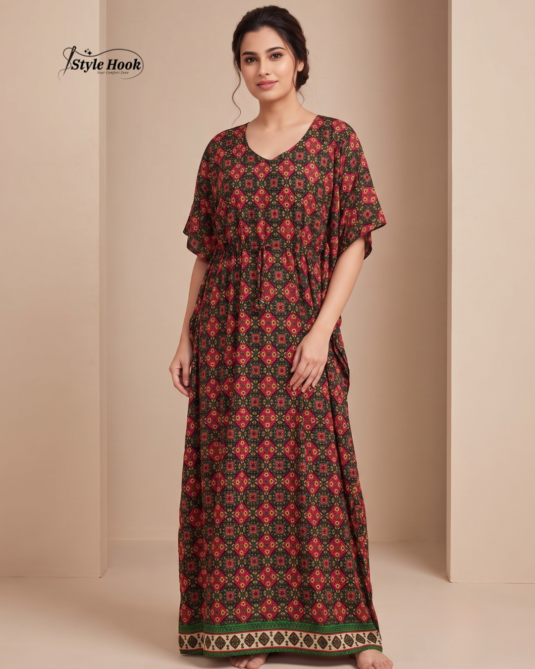Style Hook Soft Rayon Kaftan Nighty for Women
