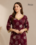 Cotton Lace Maxi with Elegant Sleeve Design