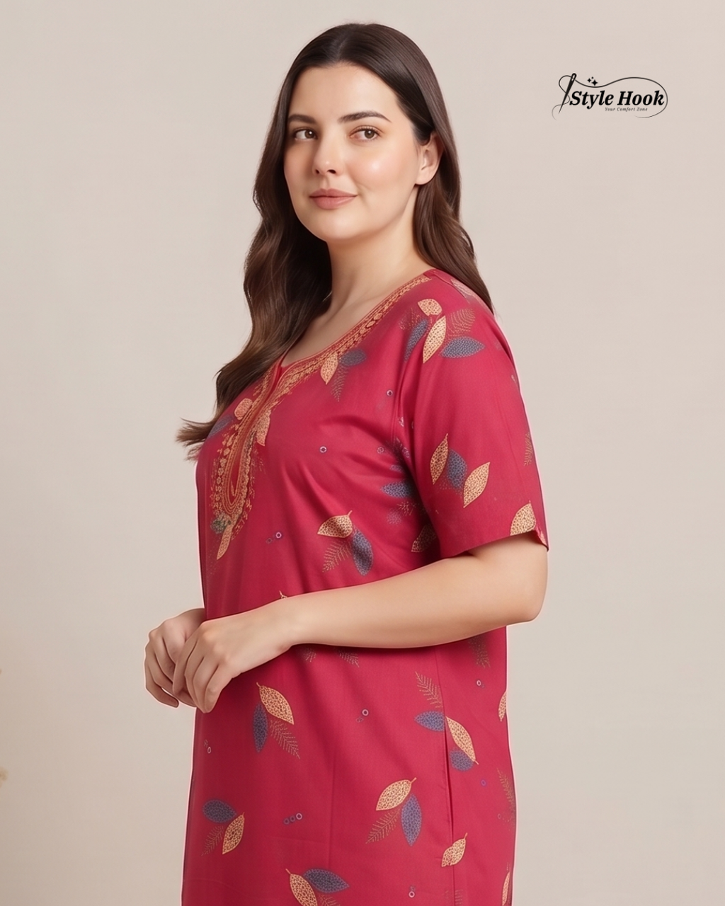 Stylish Cotton Printed Long Nighty