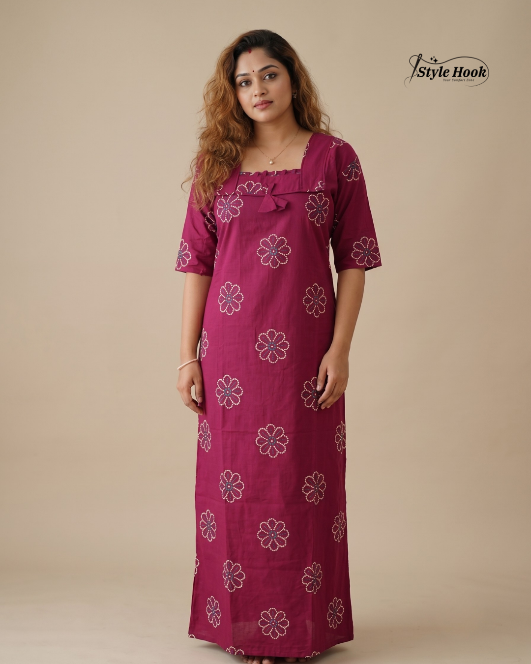 Kerala Onam Special Cotton Nighty with Trending Neck Design