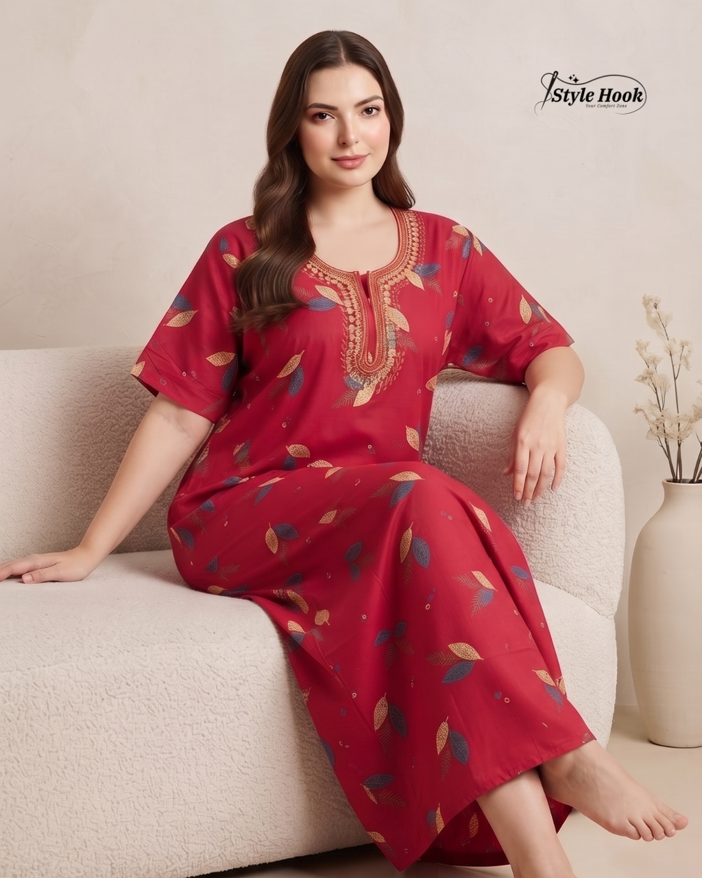 Stylish Cotton Printed Long Nighty
