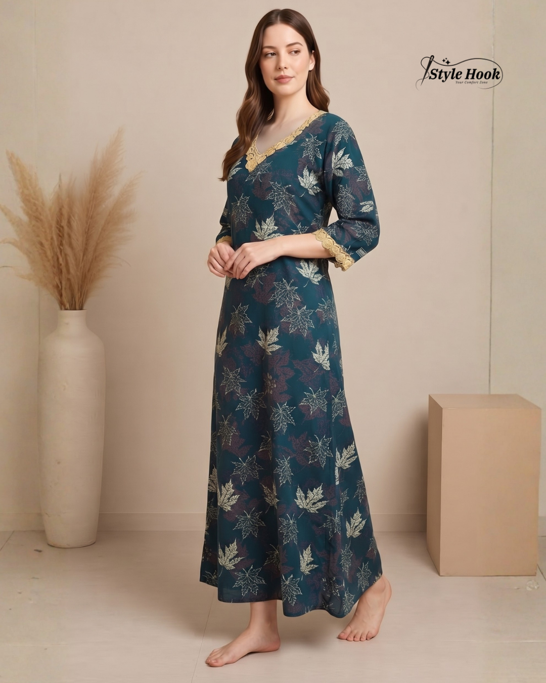 Stylish Cotton Lace House Dress – Onam Collection