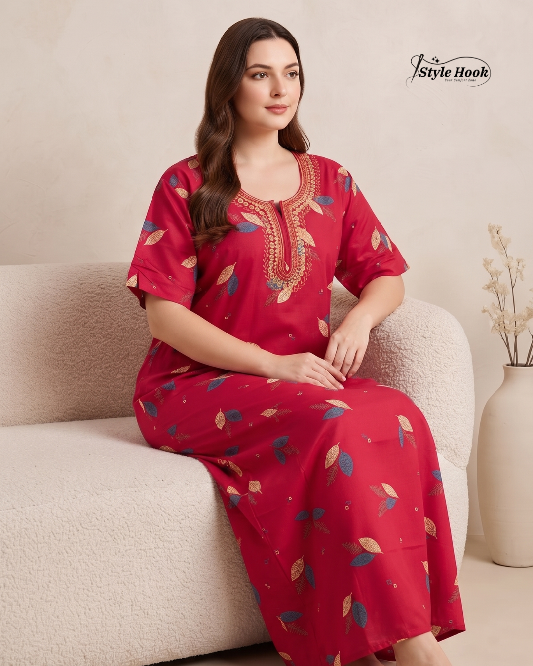 Stylish Cotton Printed Long Nighty