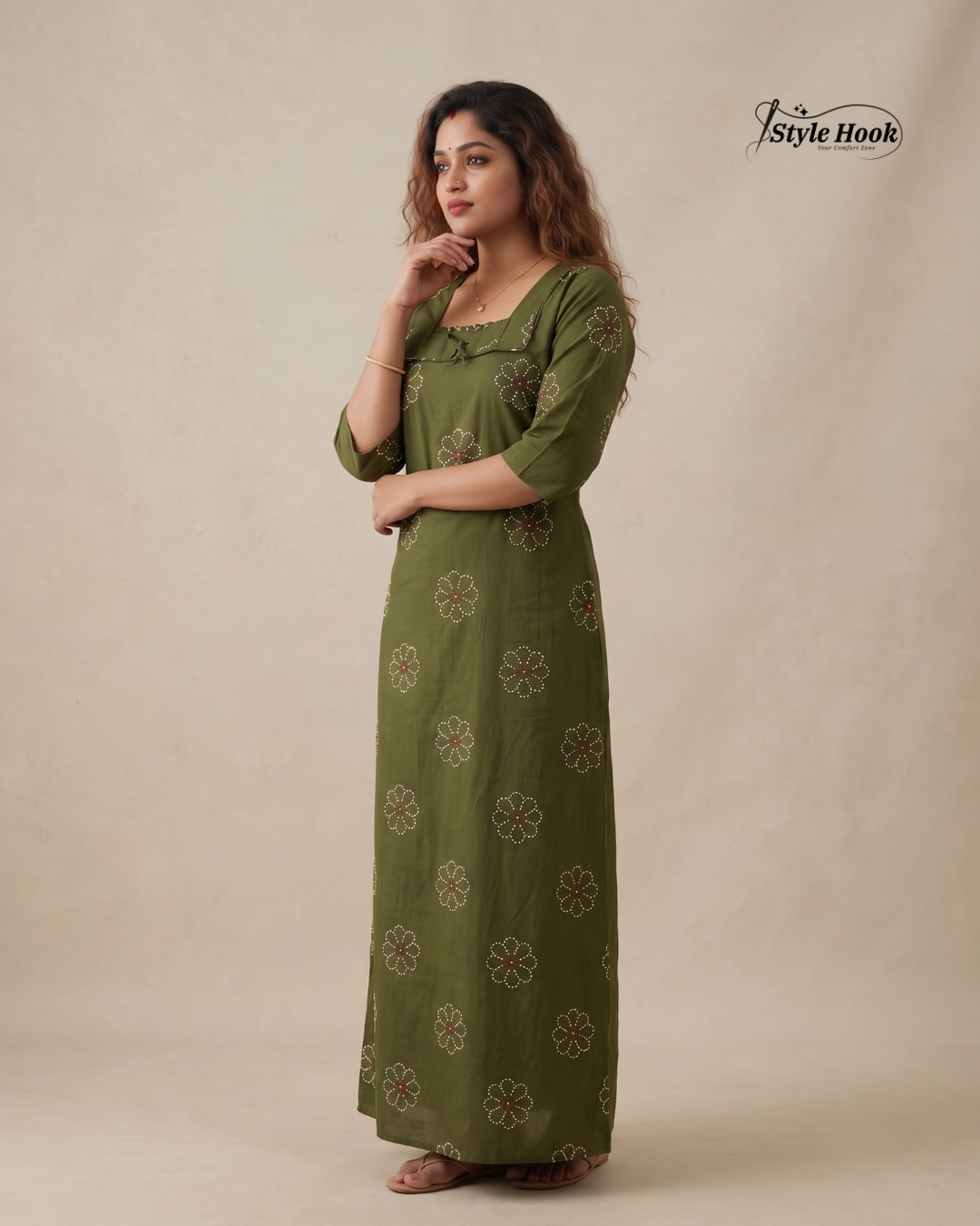 Kerala Onam Special Cotton Nighty with Trending Neck Design
