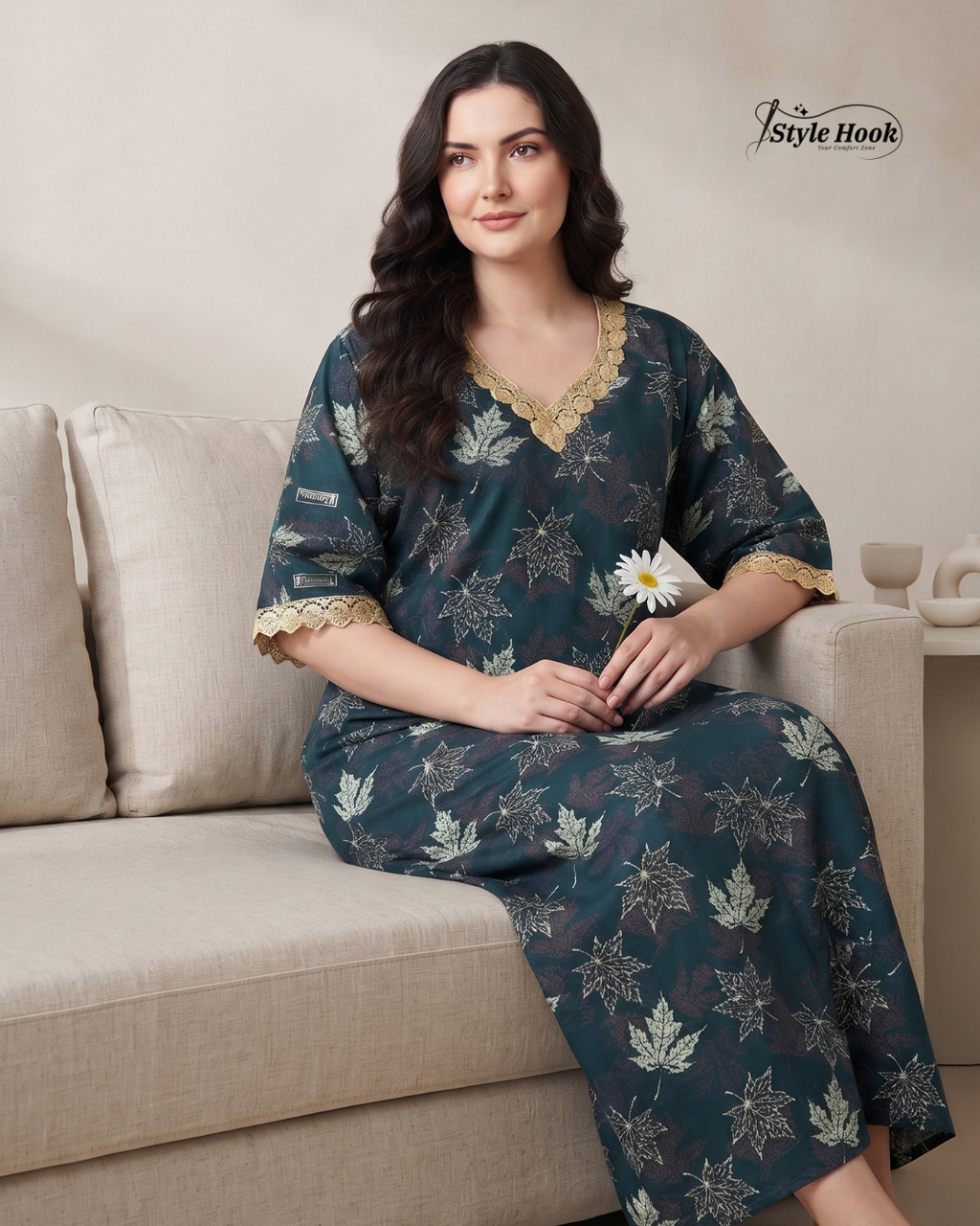 Stylish Cotton Lace House Dress – Onam Collection