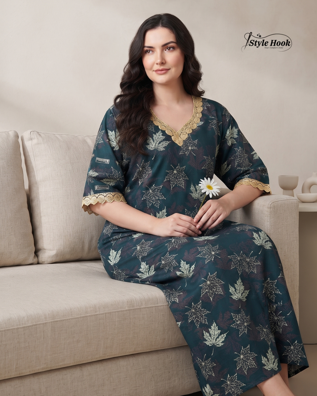 Stylish Cotton Lace House Dress – Onam Collection