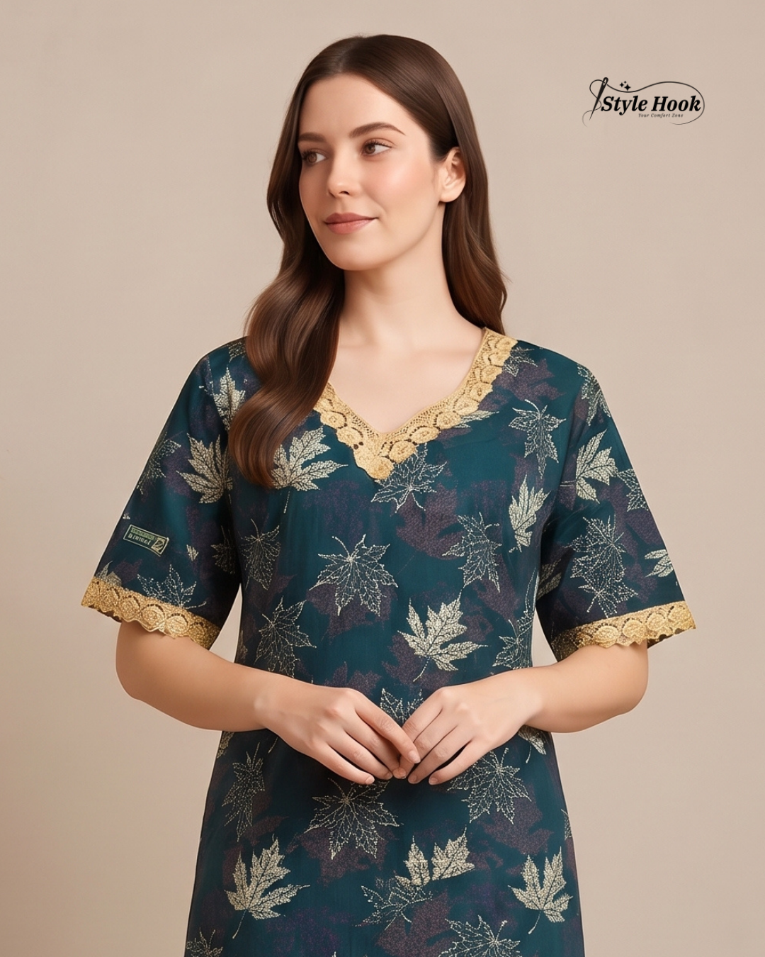 Stylish Cotton Lace House Dress – Onam Collection