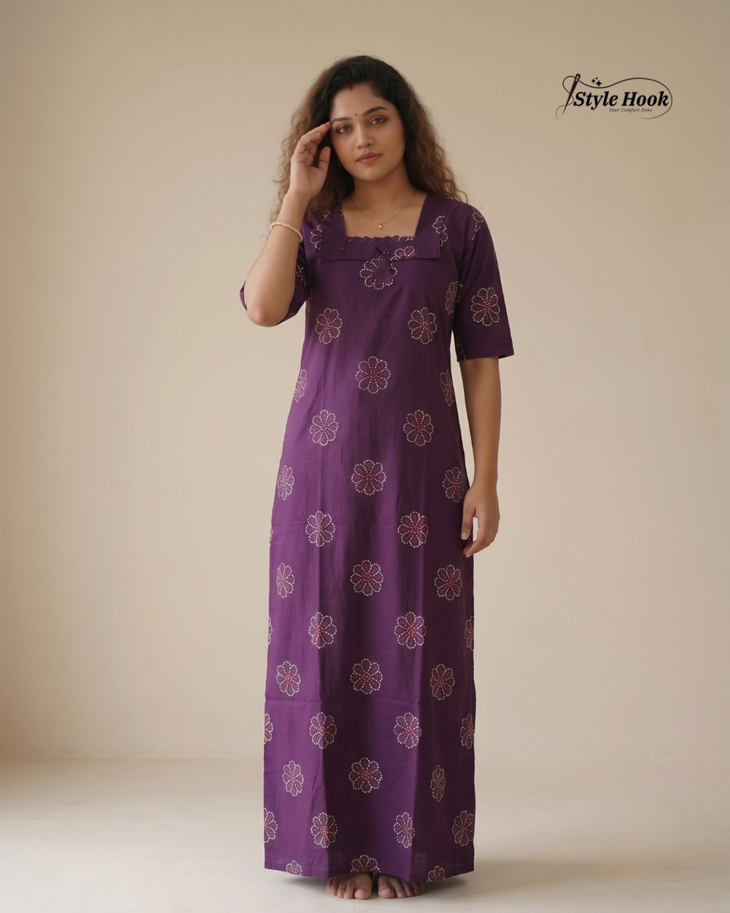 Kerala Onam Special Cotton Nighty with Trending Neck Design