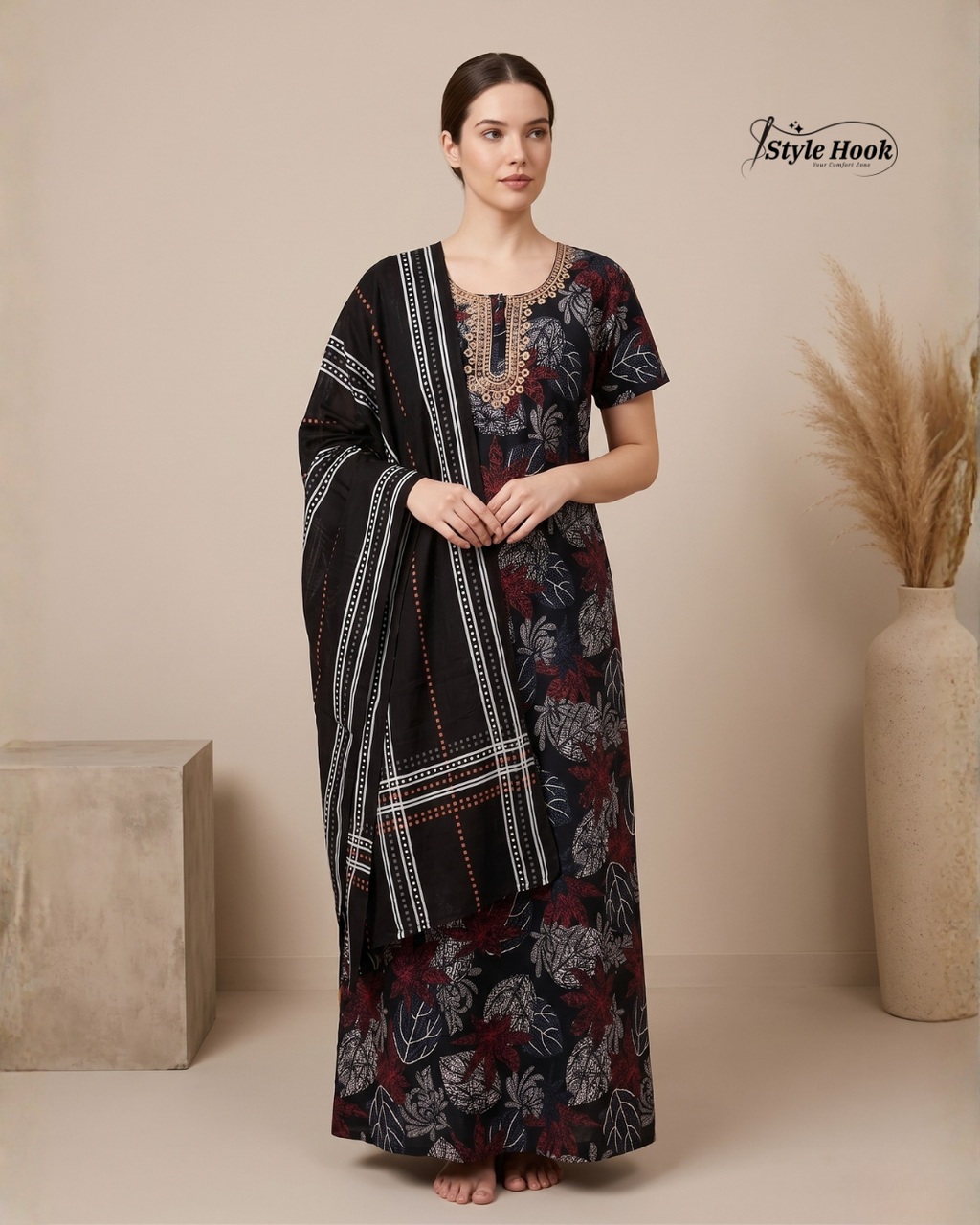 Style Hook Traditional Modest Shawl Cotton Nighty