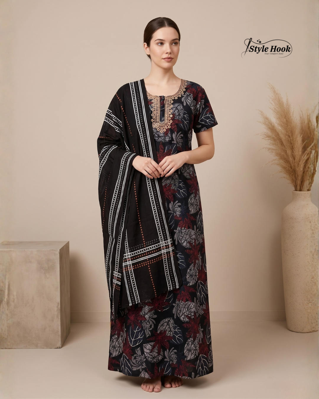 Style Hook Traditional Modest Shawl Cotton Nighty