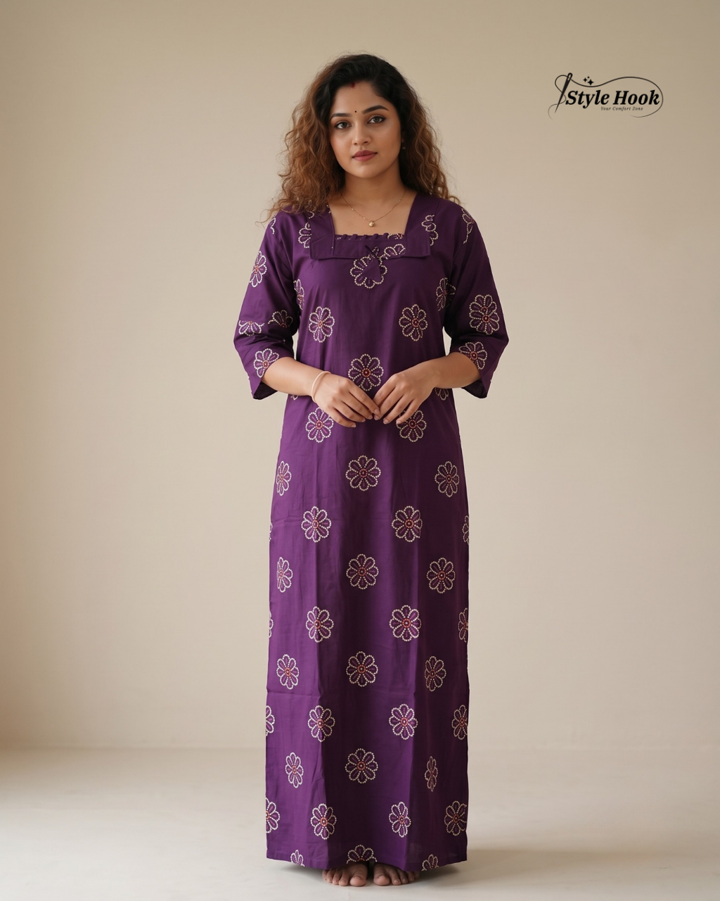 Kerala Onam Special Cotton Nighty with Trending Neck Design