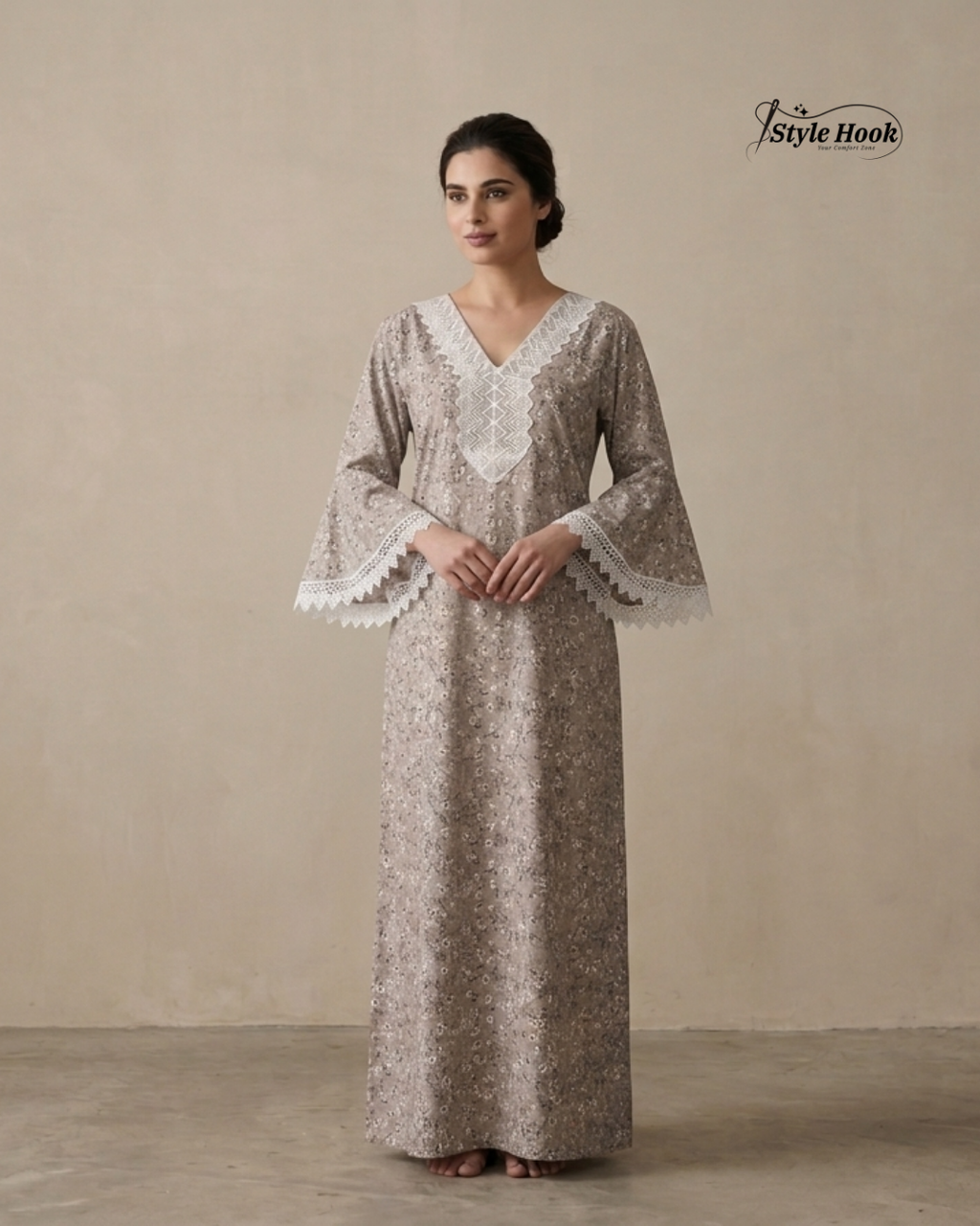 Style Hook Farasha sleev Premium Soft Touch Nighty