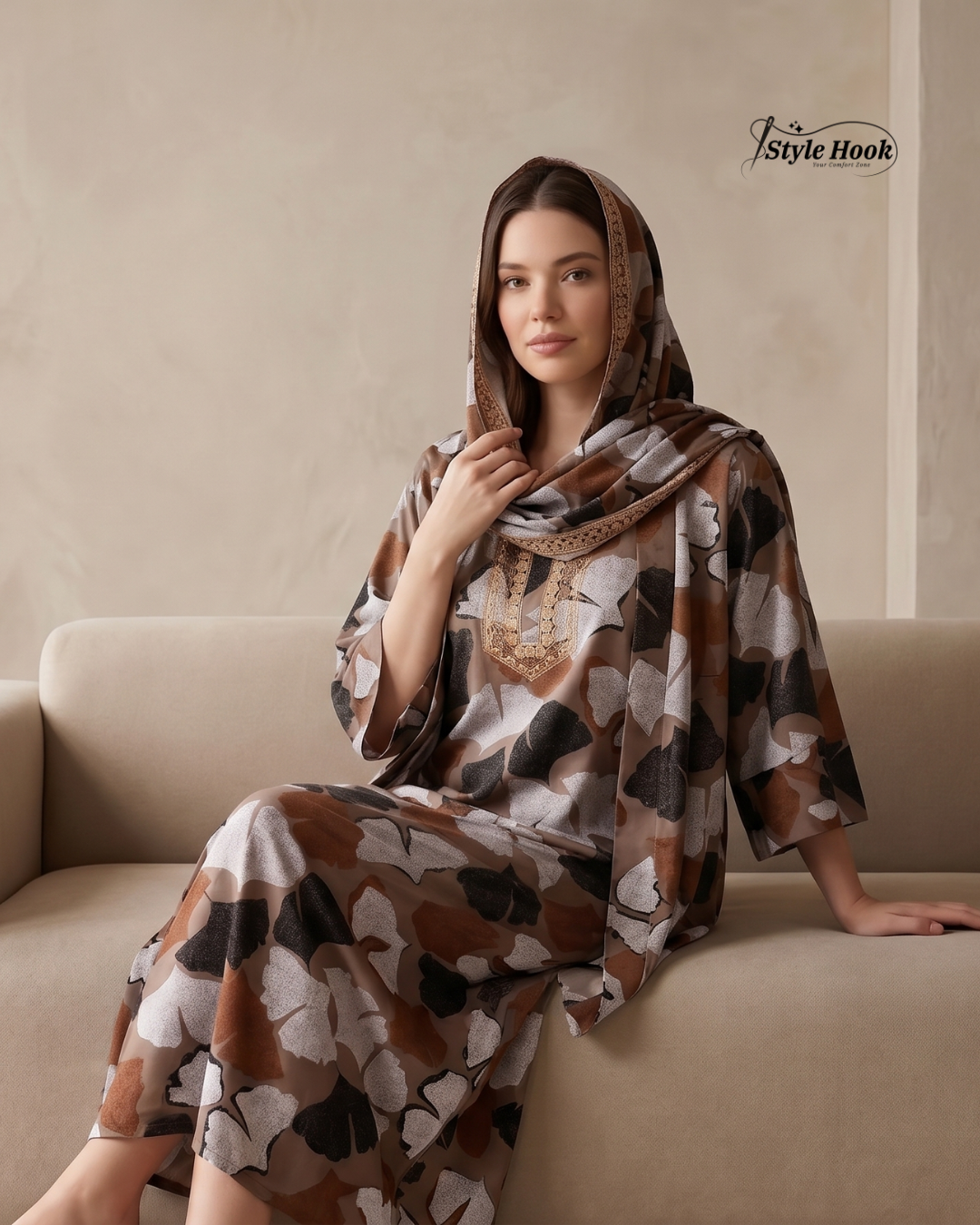 Style Hook Full Sleeve Muslim Nighty