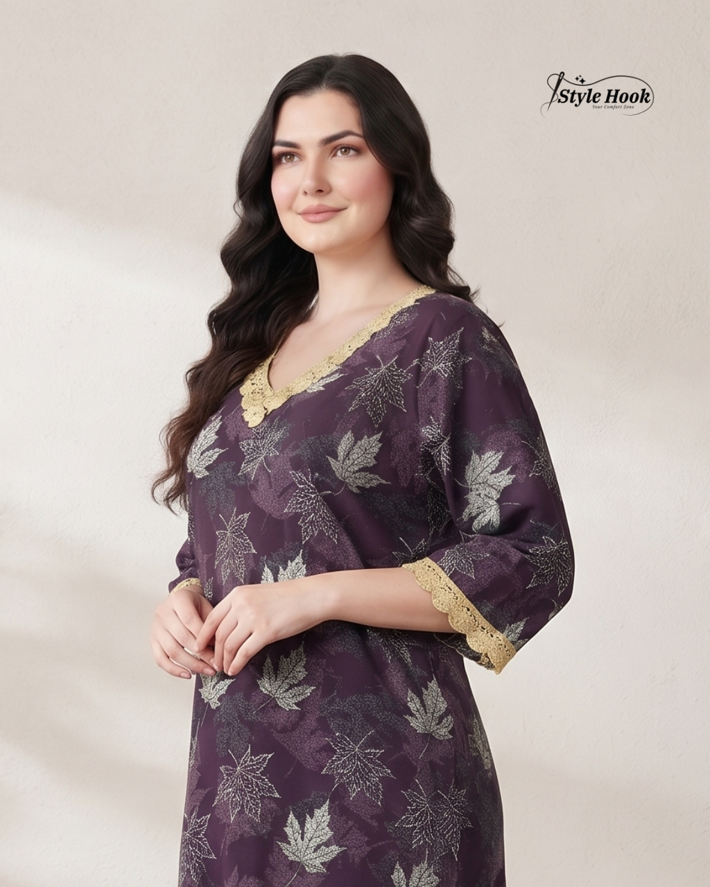 Classic Golden Lace Cotton Nighty