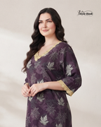 Classic Golden Lace Cotton Nighty