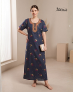 Stylish Cotton Printed Long Nighty