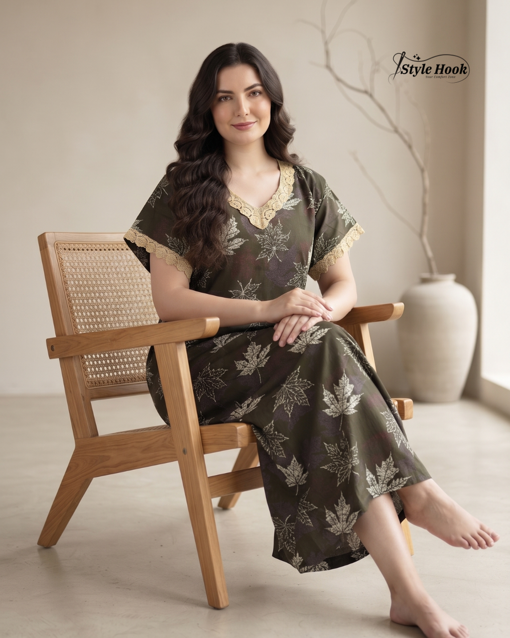 Onam Featured Premium Cotton Lace Nighty – Style Hook