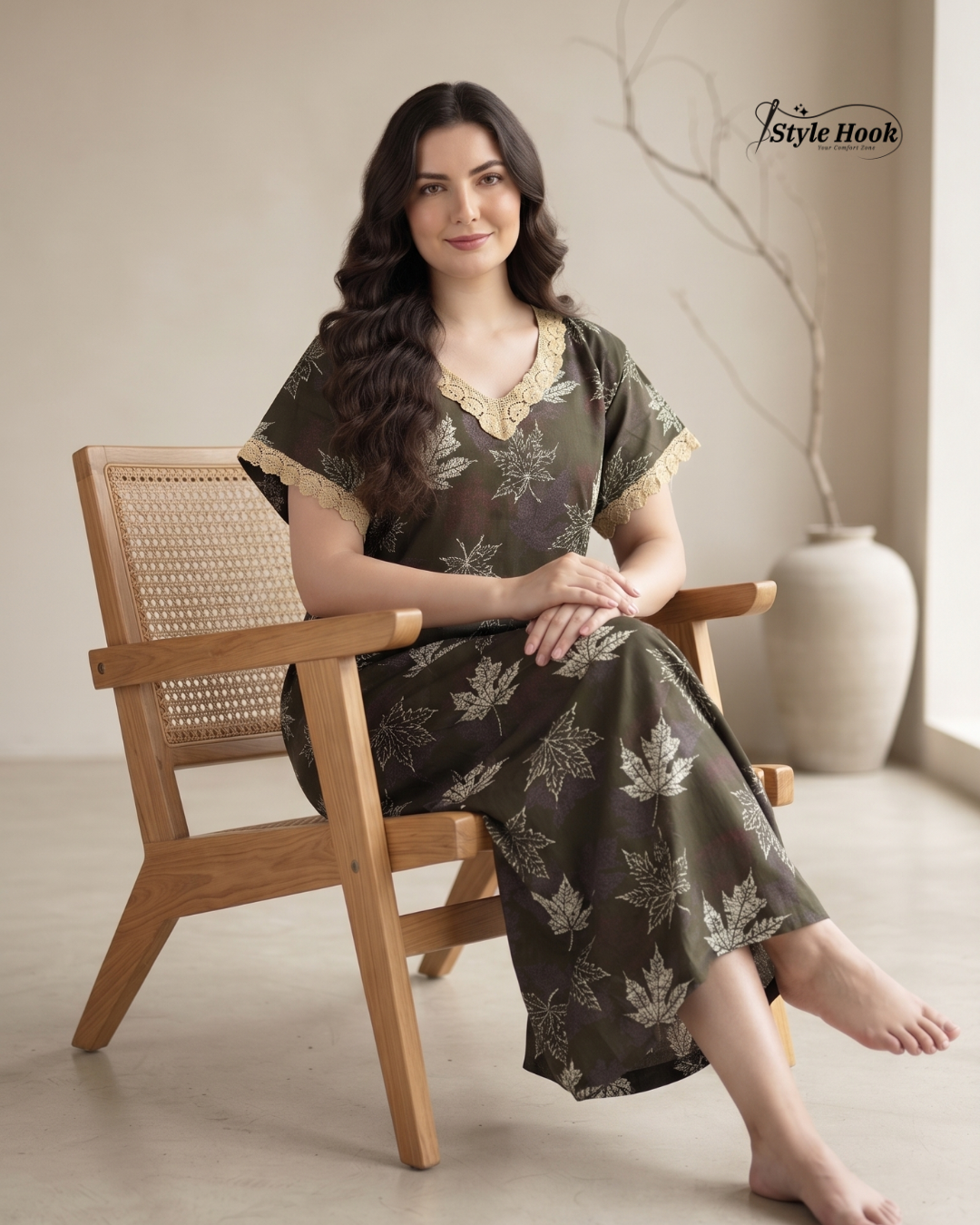 Onam Featured Premium Cotton Lace Nighty – Style Hook