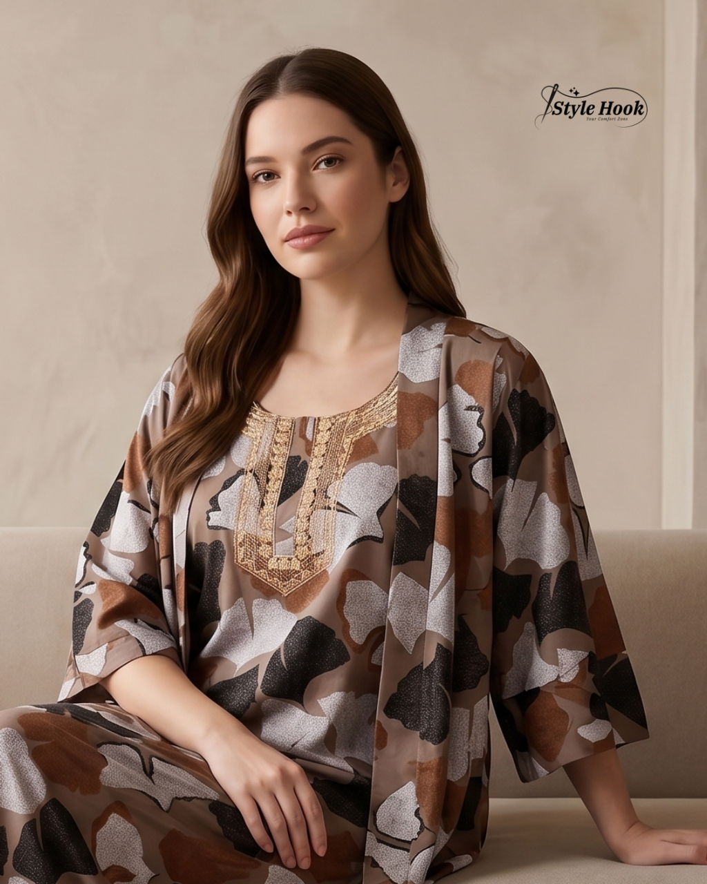 Style Hook Full Sleeve Muslim Nighty
