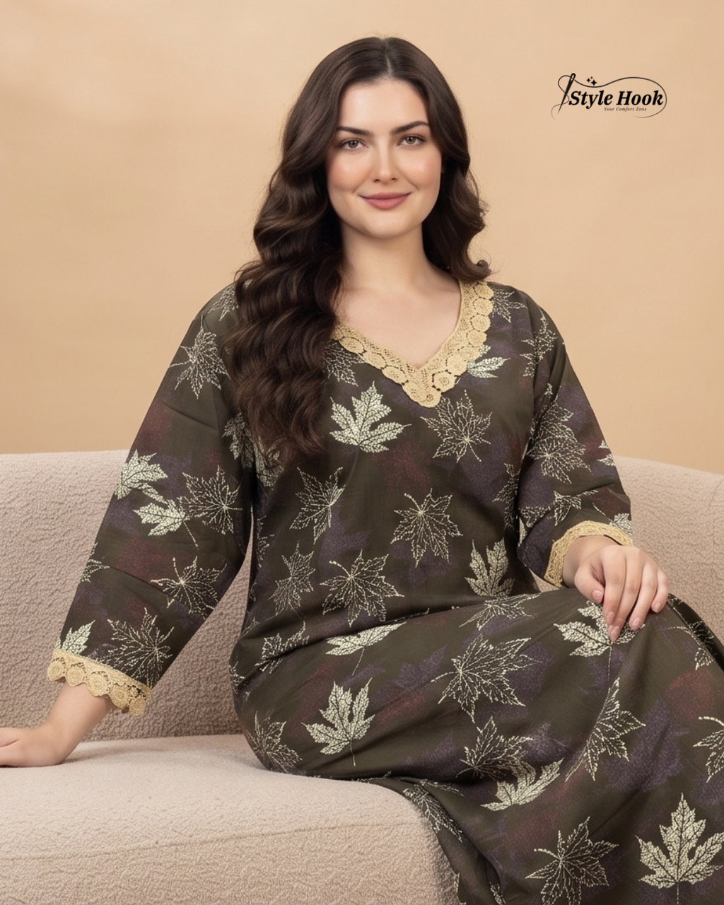 Onam Featured Premium Cotton Lace Nighty – Style Hook