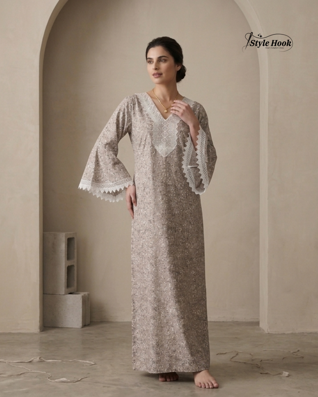Style Hook Farasha sleev Premium Soft Touch Nighty