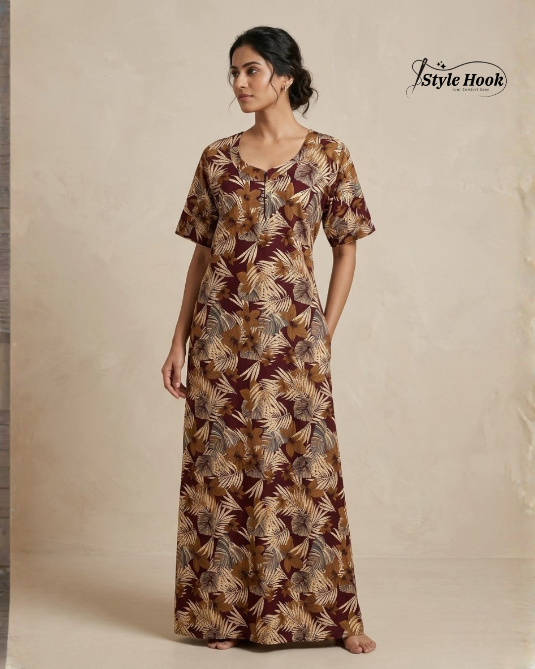 Canvas Neck I Cotton Nighty I Feeding Friendly