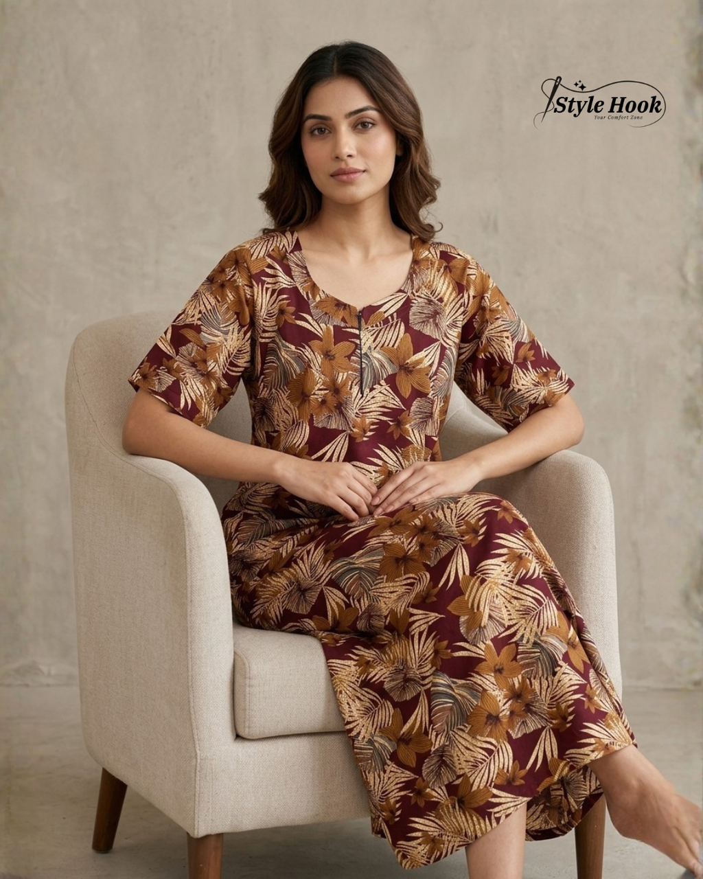 Canvas Neck I Cotton Nighty I Feeding Friendly