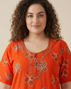 Style Hook Leaf Bloom Printed Cotton Daily Wear Nighty
