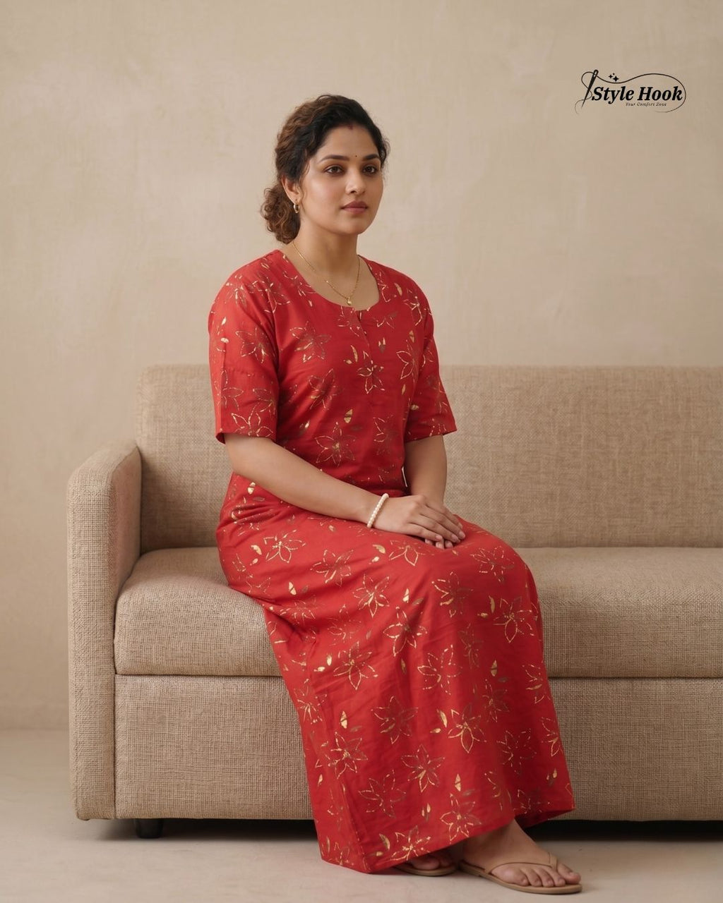 Style hook Canvas neck soft cotton maxi for women