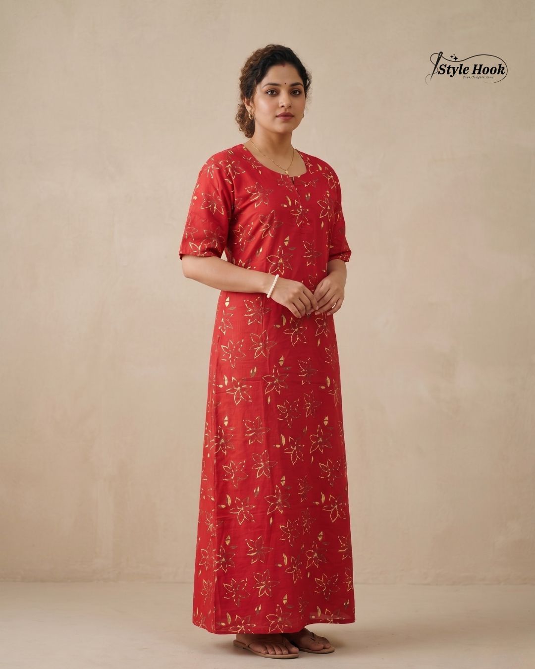Style hook Canvas neck soft cotton maxi for women