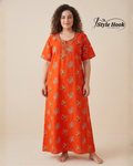 Style Hook Leaf Bloom Printed Cotton Daily Wear Nighty
