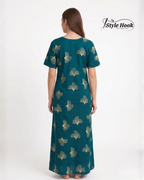Style hook embroider neck soft cotton nighty for feeding moms