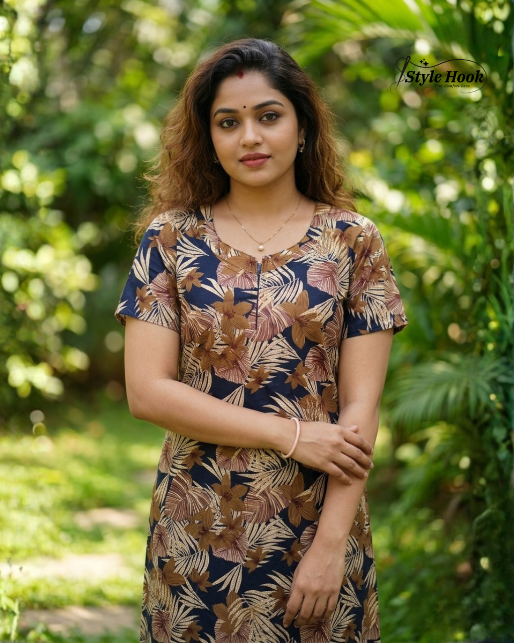 Style Hook Daily Wear Nighty – Soft Cotton Canvas Neck Design