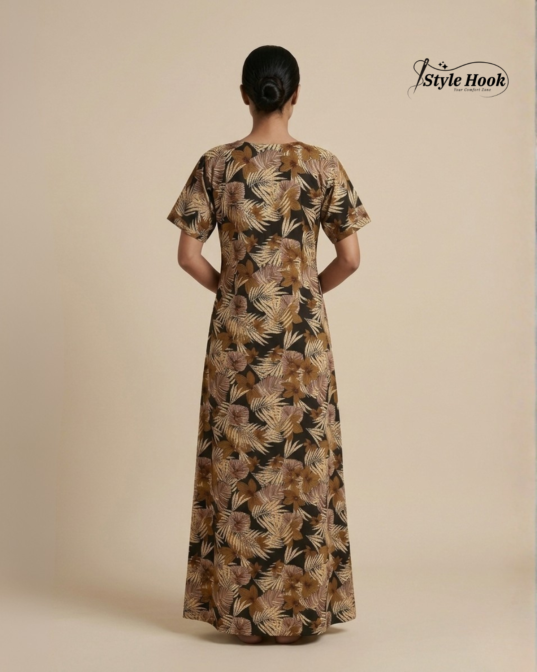 Style Hook Cotton Maxi Nighty – Comfortable Canvas Neck Home Wear