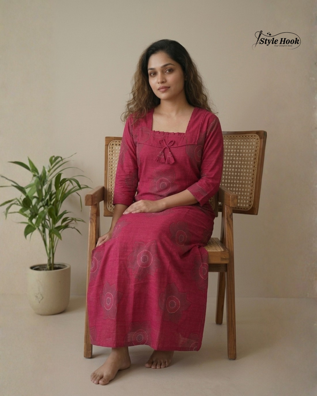 Style hook Designed neck soft cotton maxi for women