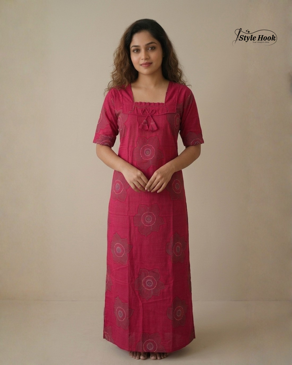 Style hook Designed neck soft cotton maxi for women
