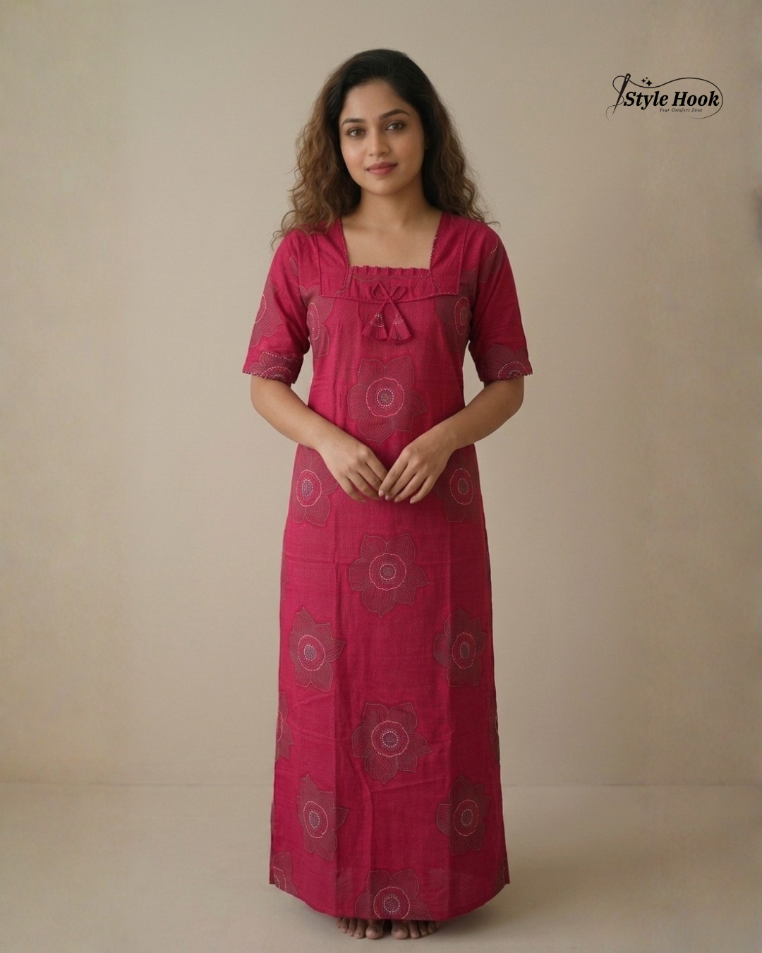 Style hook Designed neck soft cotton maxi for women