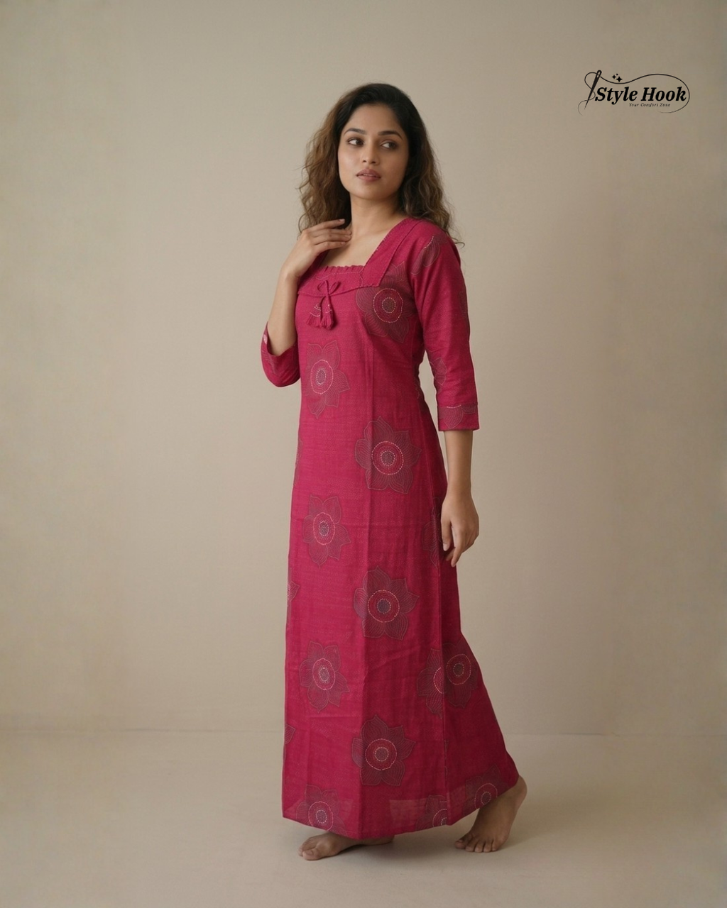 Style hook Designed neck soft cotton maxi for women