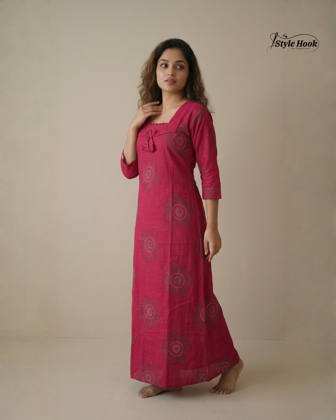 Style hook Designed neck soft cotton maxi for women