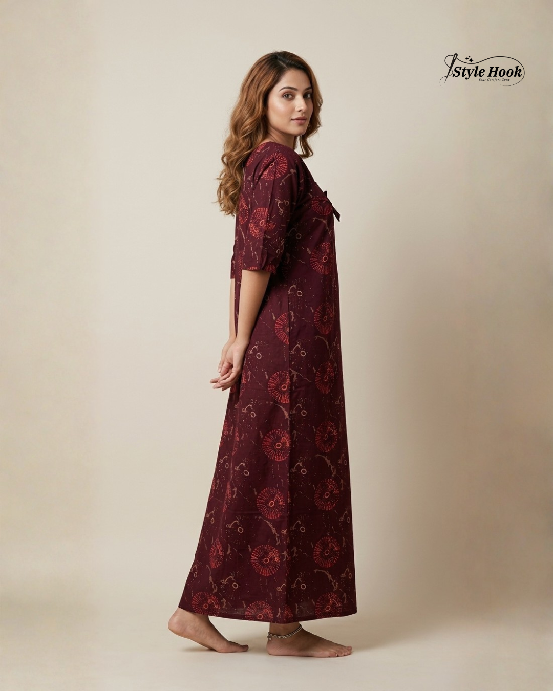 Style Hook Designed Neck soft cotton nighty