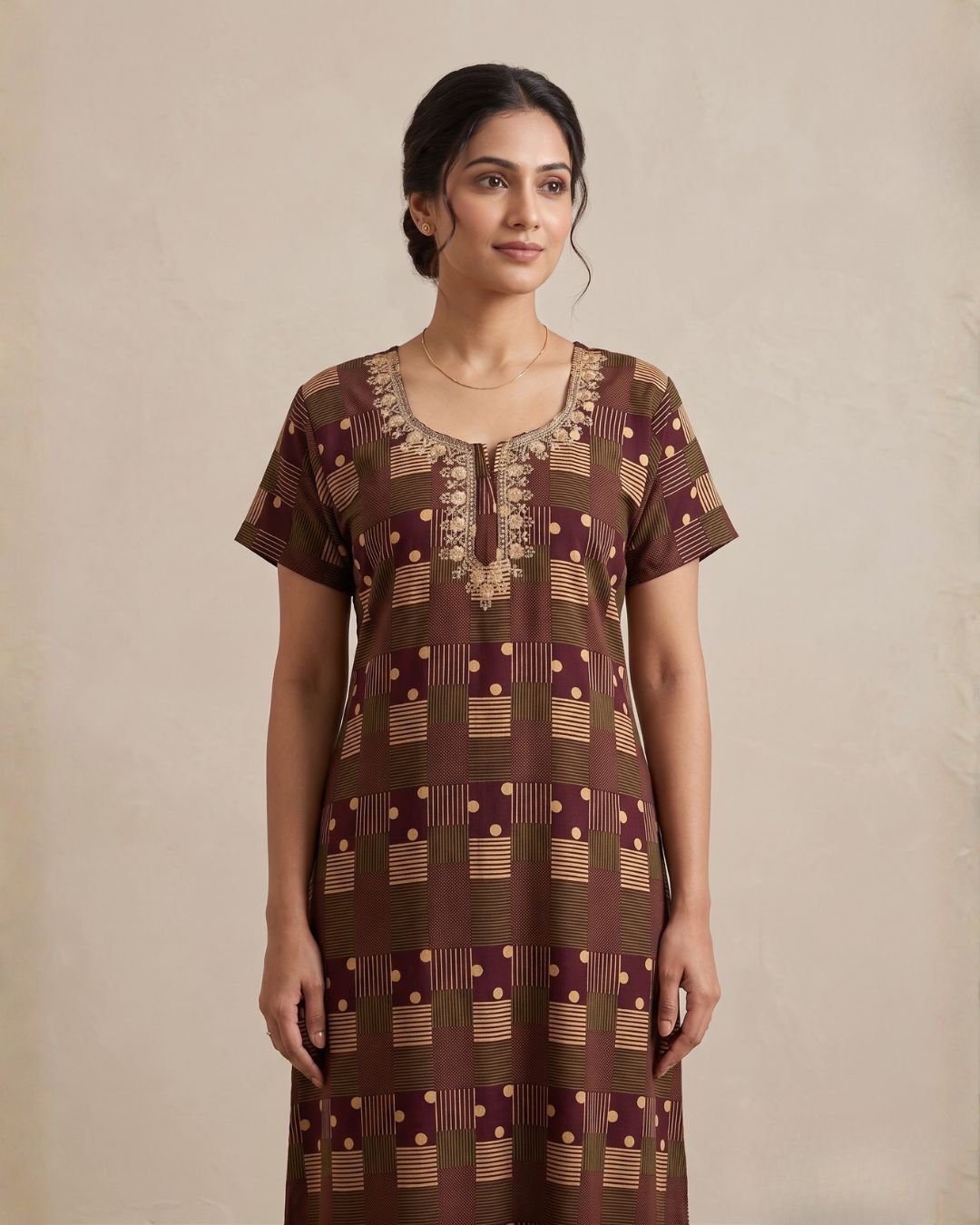 Style Hook Soft Embroidered Daily Wear Nighty