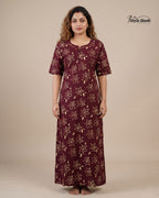 Style Hook Canvas neck Cotton Nighty for Daily wear