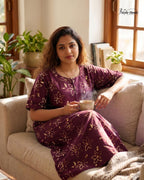 Style Hook Canvas neck Cotton Nighty for Daily wear