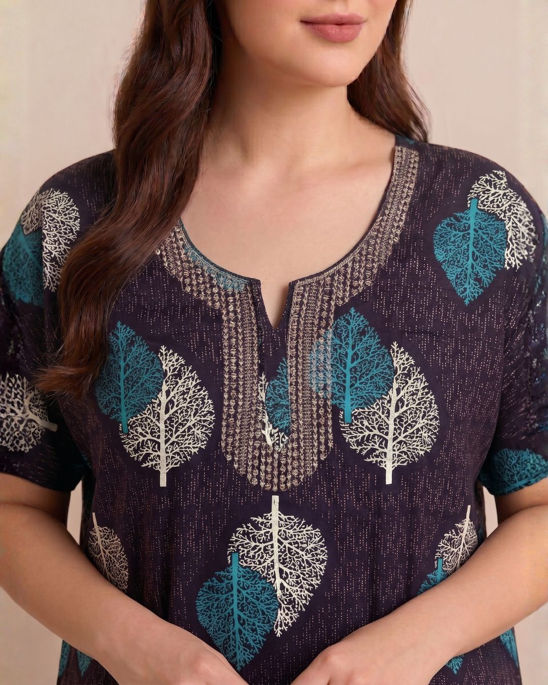 Style Hook Indigo Leaf Navy Blue Comfort Nighty