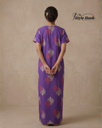 Style Hook Purple Embroidered Maxi Nighty for Women – Soft Cotton Daily Wear Home Dress