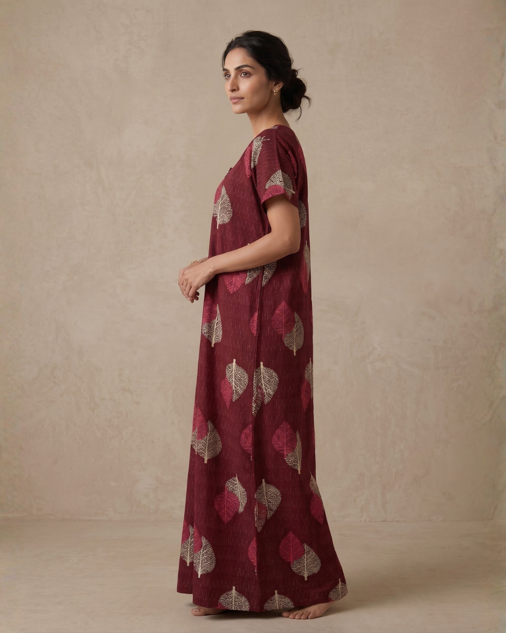 Style Hook Indigo Leaf Red Comfort Nighty