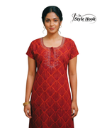 Style Hook Printed Cotton Nighty with Stone for Daily Wear